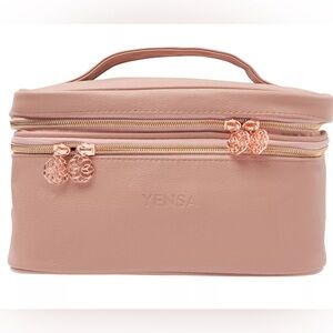 YENSA Pink Dual-Compartment Makeup Bag & Silicone Brush Cleaner Set | NWOT